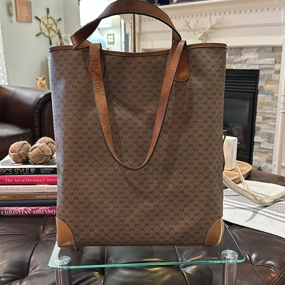 🔥🔥 Authentic Gucci Web Sherry Line Monogram Micro GG Large Leather Tote Bag 🔥🔥 - Picture 7 of 16